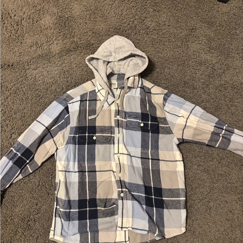 American Eagle Outfitters Gray and Blue Plaid Shirt Like Brand New